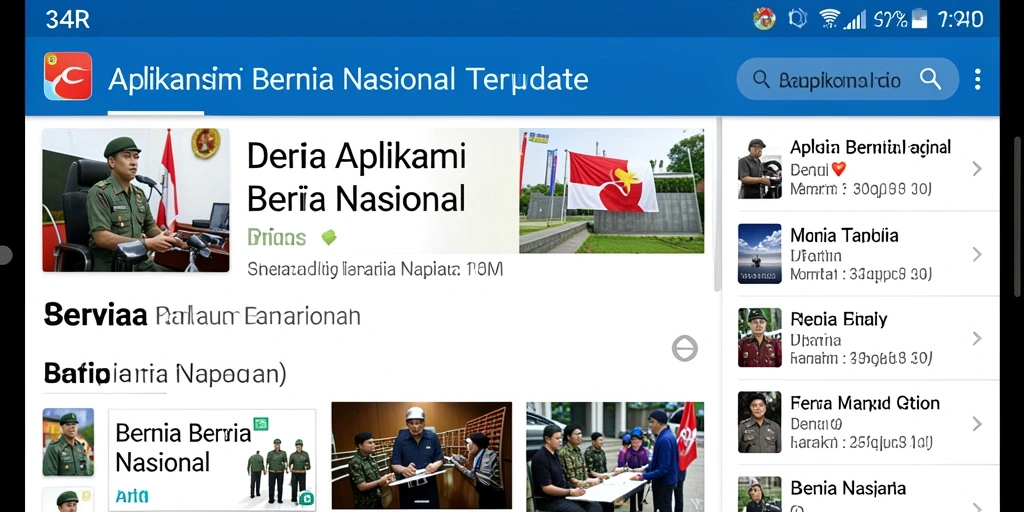 Antarmuka aplikasi 34R menampilkan berita nasional terkini.