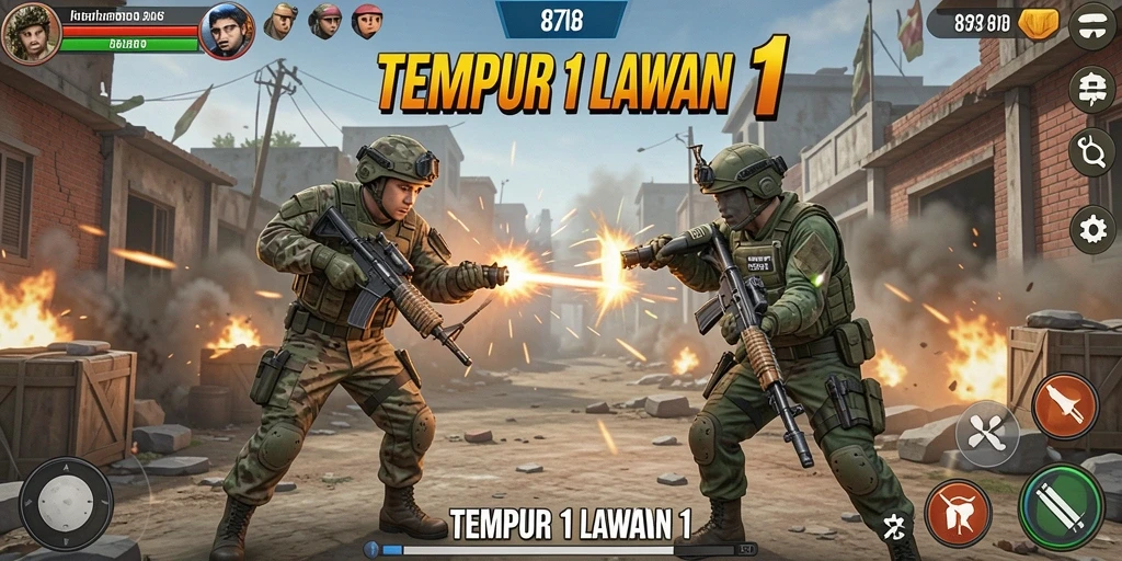 Tampilan antarmuka game Tempur 1 Lawan 1 yang menarik dan dinamis.