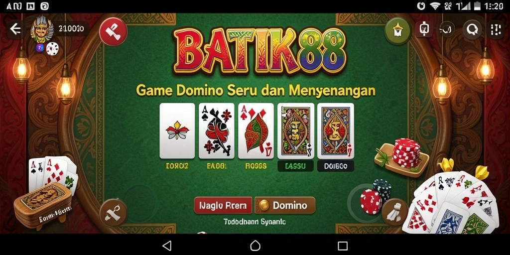 Tampilan antarmuka permainan Domino BATIK88 yang menarik dan interaktif.