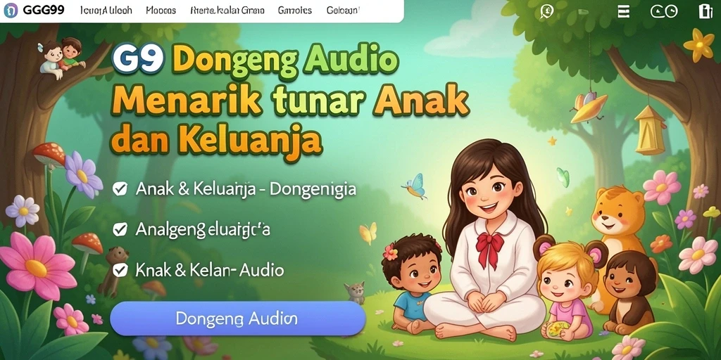 Antarmuka ramah anak dengan pilihan dongeng audio.