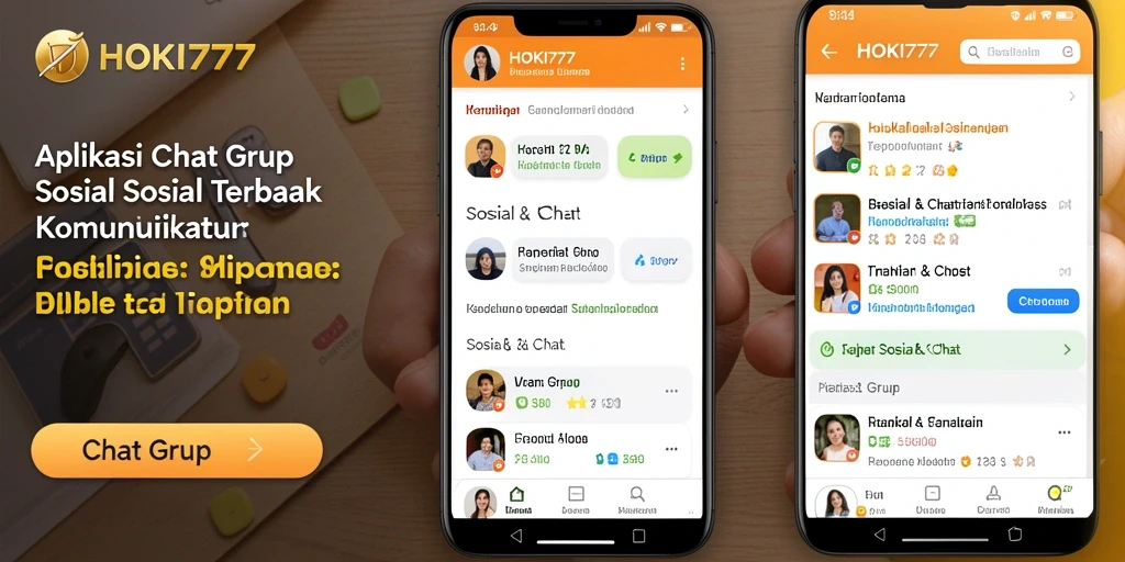 Antarmuka HOKI777 menampilkan fitur chat grup yang interaktif dan modern.