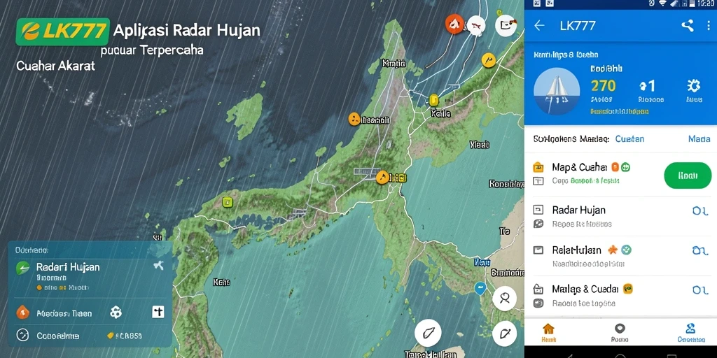 Tampilan antarmuka aplikasi LK777 untuk radar hujan yang informatif.