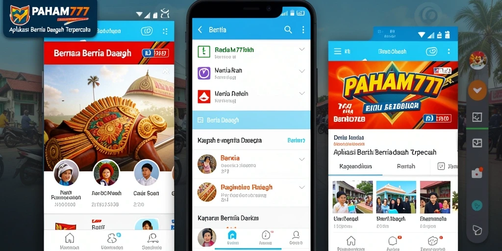 Tampilan antarmuka aplikasi Berita Daerah PAHAM777 yang modern.