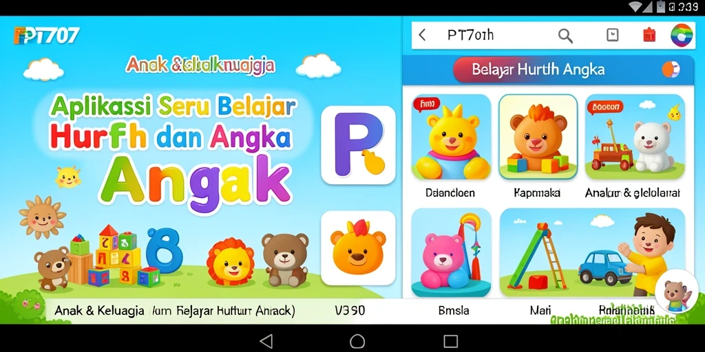 Antarmuka PT707 yang interaktif untuk belajar huruf dan angka.