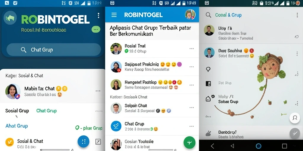 Antarmuka utama ROBINTOGEL yang memudahkan penggunaan Chat Grup.