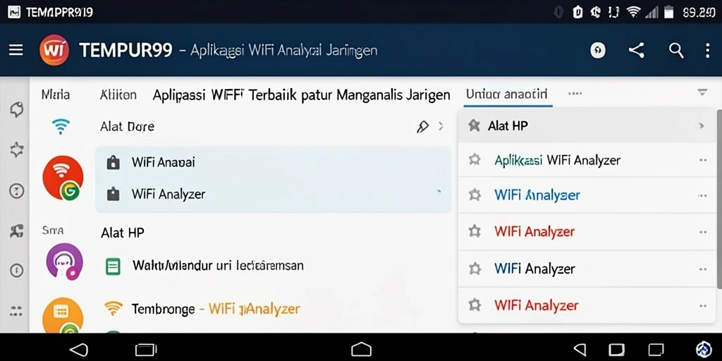 Antarmuka TEMPUR99 yang menampilkan analisis jaringan WiFi yang mendetail.