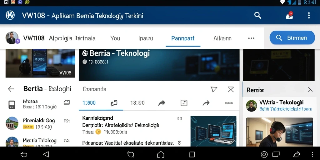 Tampilan antarmuka aplikasi VW108 yang modern dan informatif.